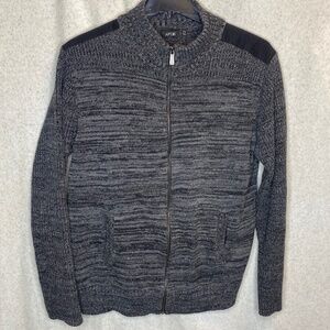 Men's Black and Gray Zippered Cardigan